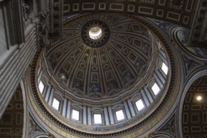 Inside the dome of St. Peters, created by Michelangelo 
